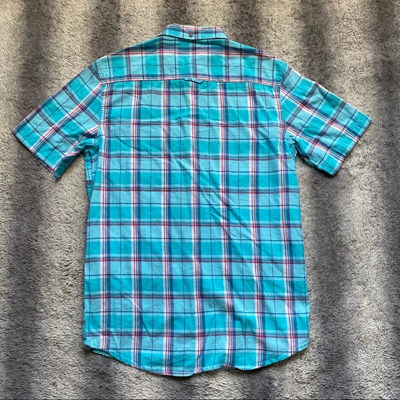 Original Vintage Short Sleeve Button Down Shirt Mens Small Blue, Red, White - Picture 3 of 4